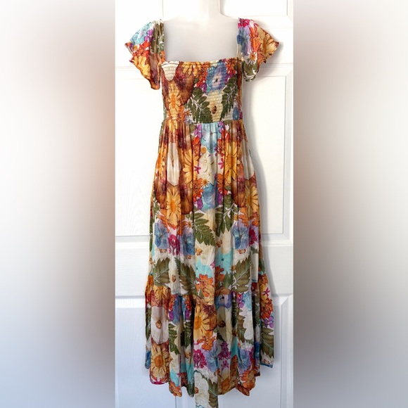 Anthropologie Moxy Collective Floral Maxi Dress Size XS Sheer - Picture 5 of 15